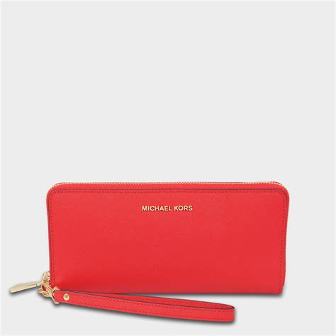 michael kors jet set travel continental wallet bright red|michael kors silver metallic wallet.